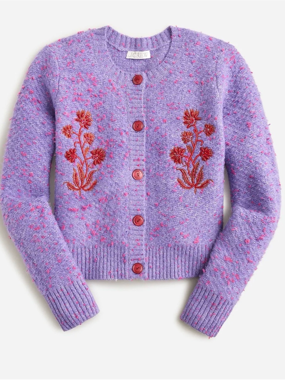 J.Crew Sequin Embroidered Cotton Bouclé Cardigan Sweater Purple Small NWOT